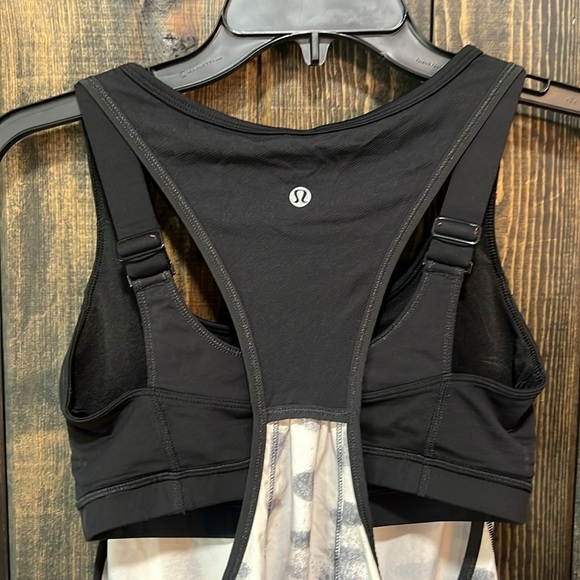 Lululemon Polka Dot Tank 6 Sports Bra Black White Athletic Pocket Racerback Gym‎ - Picture 6 of 8